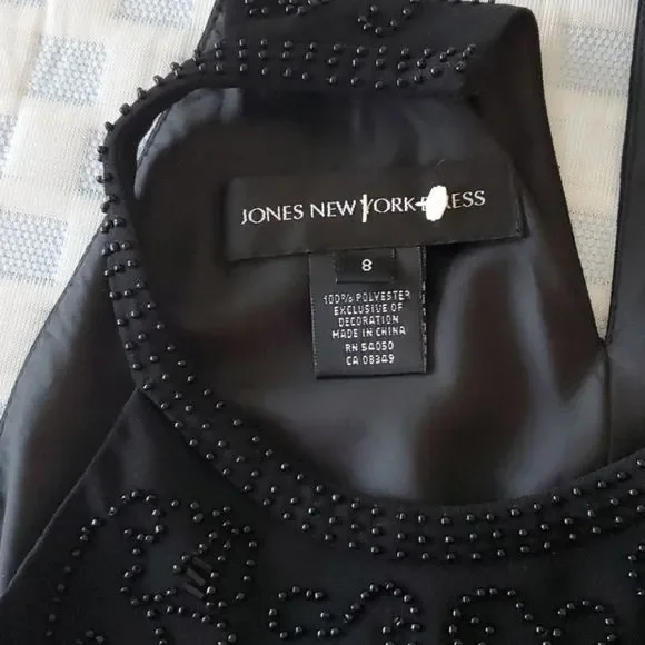 JNY Beaded Neck & Bodice Lined Blk Cocktail Dress - Picture 8 of 8